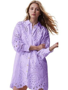 Lavender Eyelet Tunic Matching Camisole 100% Cotton Womens M Cottage Core Modest